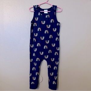 Hanna Andersson Baby Girl Rainbow Romper - Navy - 3T